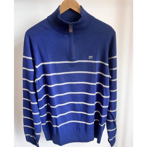 Southern Tide 100% Merino Wool Pullover 1/4 Quarter Preppy Sweater Mens Medium - Picture 1 of 7